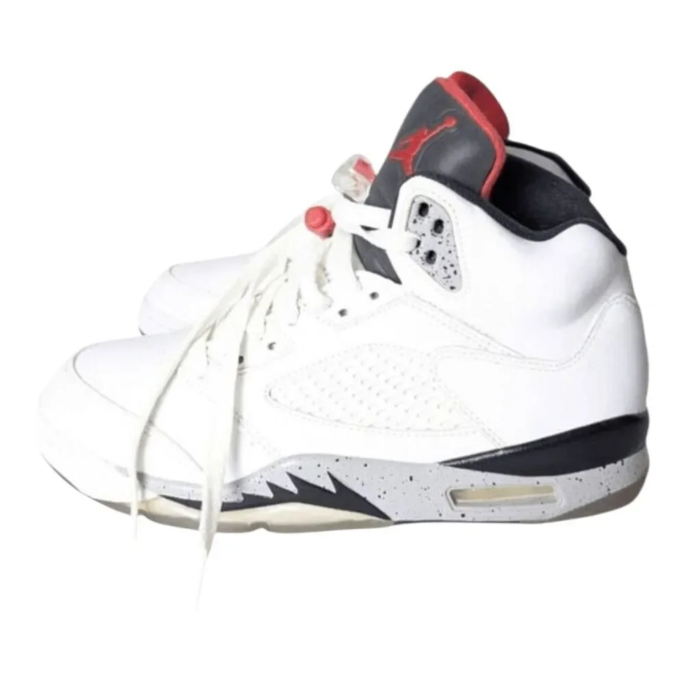 NIKE Air Jordan 5 Retro 'White Cement' Sneakers Size 8